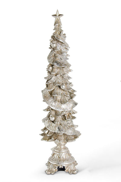 Glittered Champagne Christmas Tree on Pedestal Large