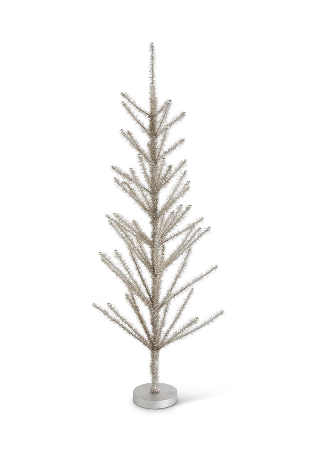 Pewter Tinsel Trees with Beaded Tips Large