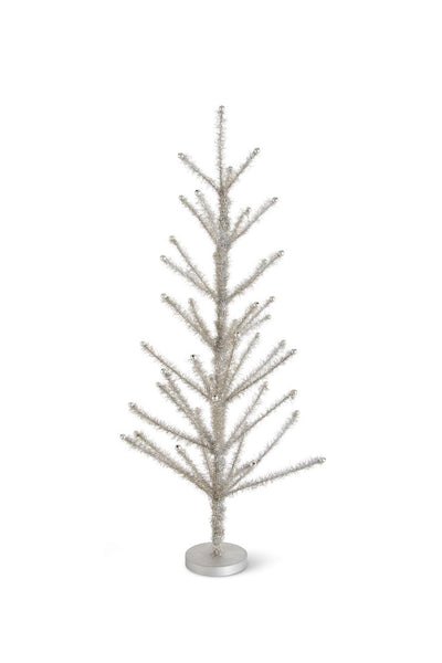 Pewter Tinsel Tree with Beaded Tips Medium