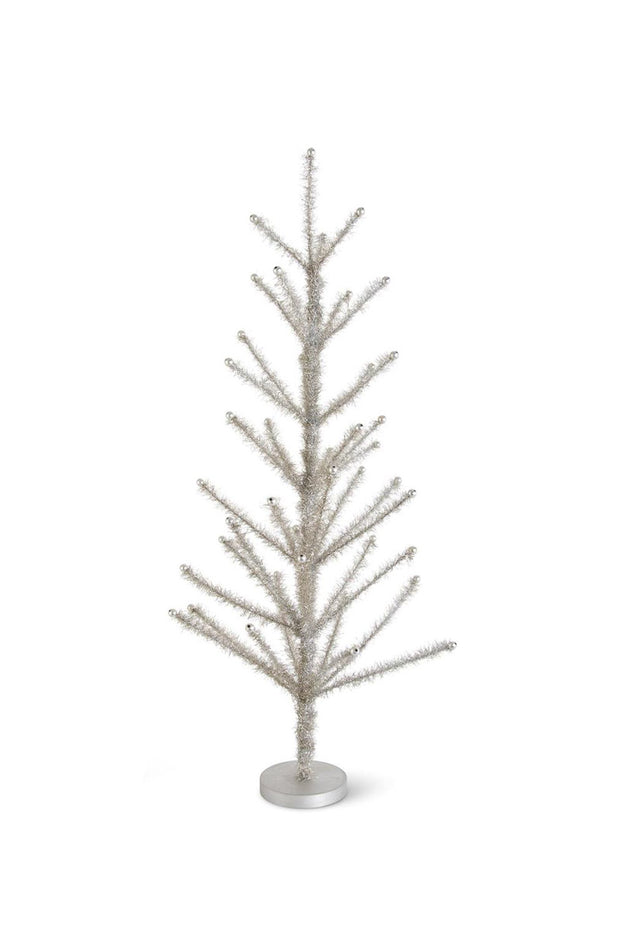 Pewter Tinsel Tree with Beaded Tips Medium