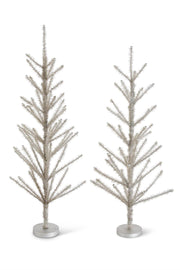 Pewter Tinsel Trees with Beaded Tips Large