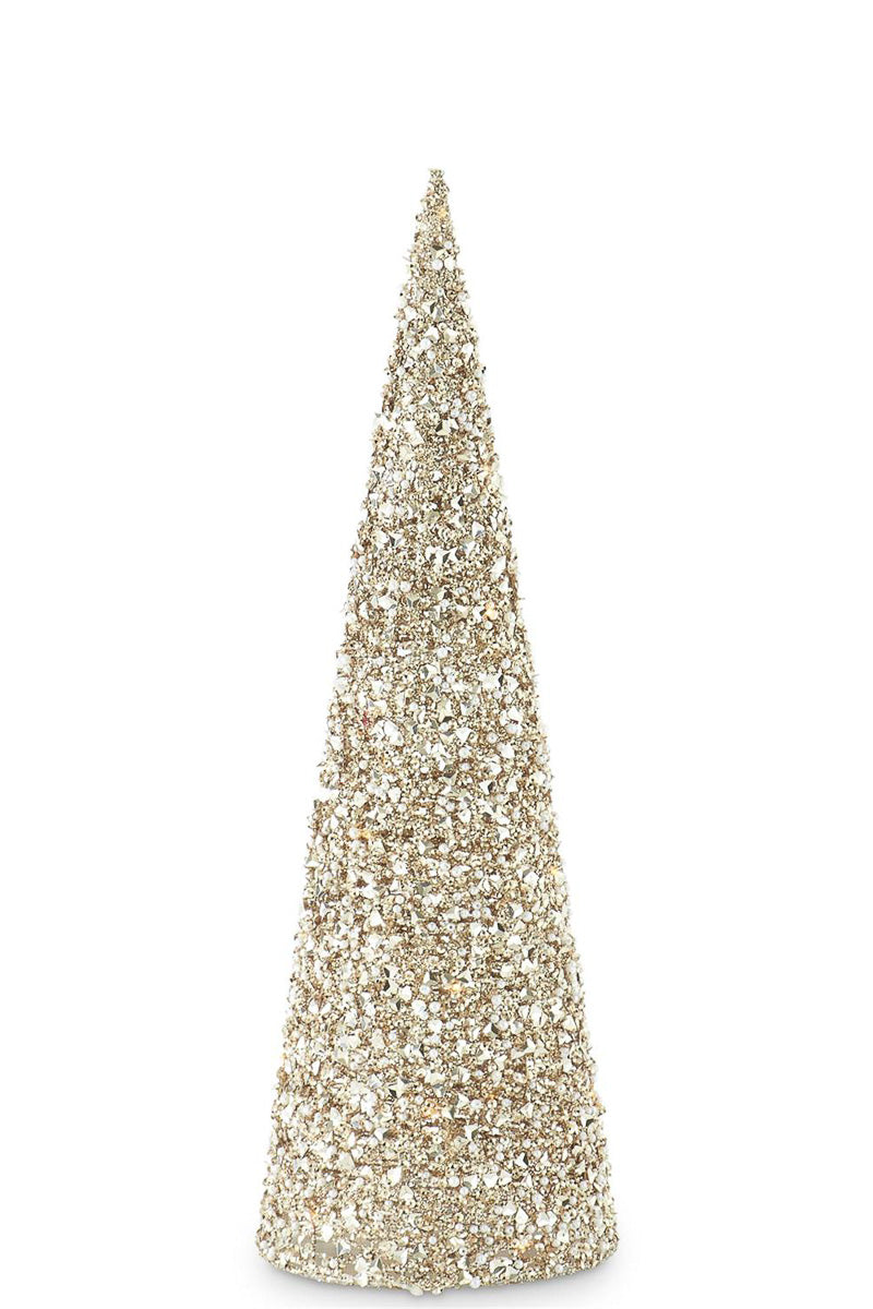 Sequins and Bead Embellished LED Cone Tree Medium Champagne