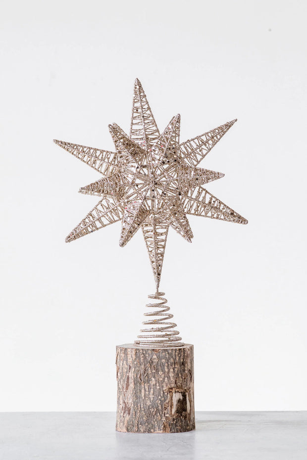 Tree Topper Star Metal with Glitter