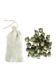 Ornaments Mercury Glass in Muslin Bag Olive Green Set