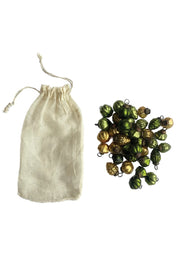 Ornaments Mercury Glass in Muslin Bag Green & Gold Set