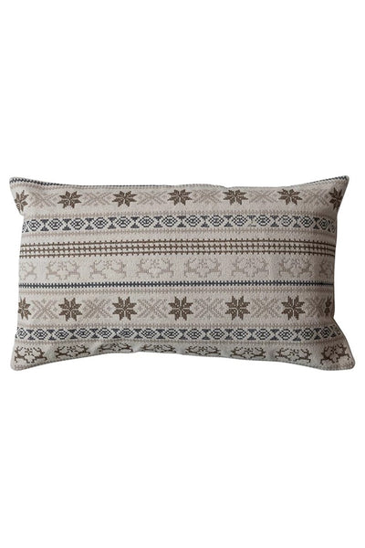 Pillow Reindeer & Snowflake Lumbar Cotton Embroidered