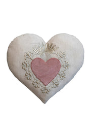 Pillow Heart Shaped Cotton & Linen Embroidered