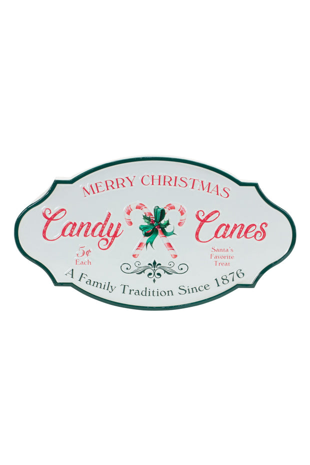 Melrose Metal Candy Cane Sign 17.75"x 9.75"