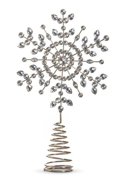 Silver Jeweled Snowflake Tree Topper 12"