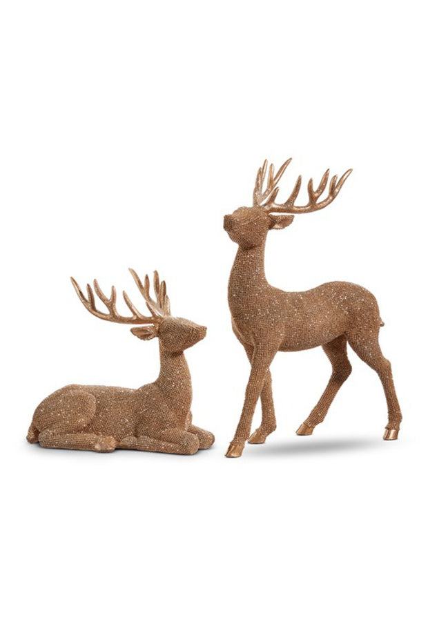 Bronze Glittered Deer 15.25" Set of 2