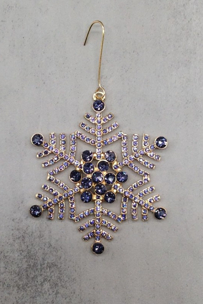 Crystal Snowflake Ornament 3" Purple Gold