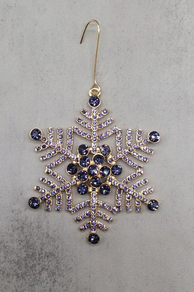 Crystal Snowflake Grey Gold Ornament 3"