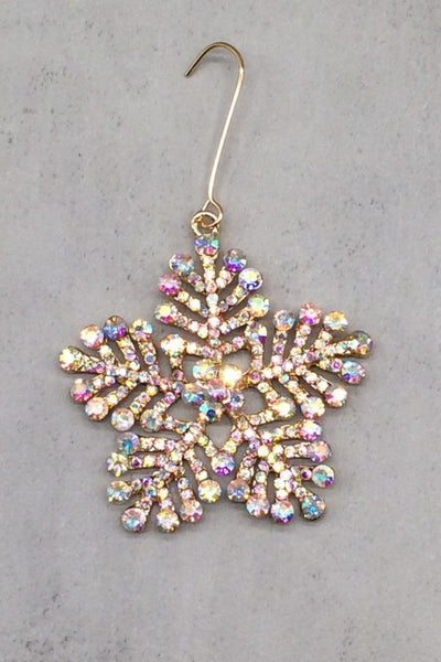 Crystal Snowflake Aurora Borealis Gold Ornament 2.5"