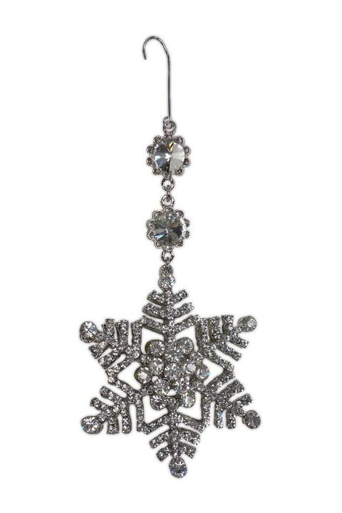 Crystal Double Side Silver Snowflake Ornament 2.5"