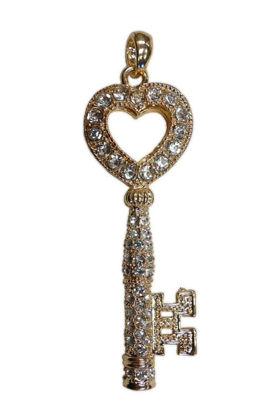 Clear Crystal Gold Key Ornament 3"