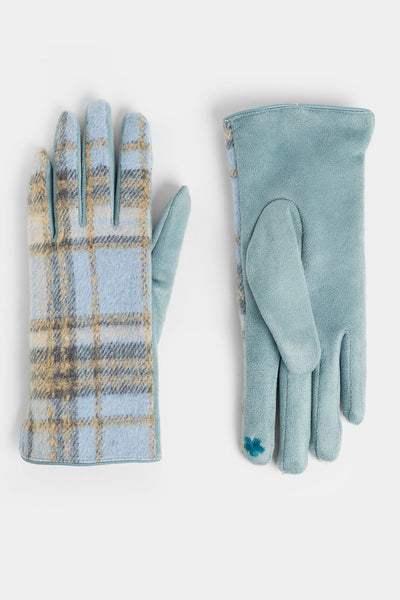 Plaid Touchscreen Gloves Light Blue