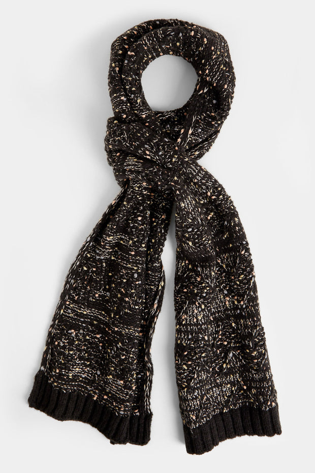 Confetti Pom Pom Scarf Black