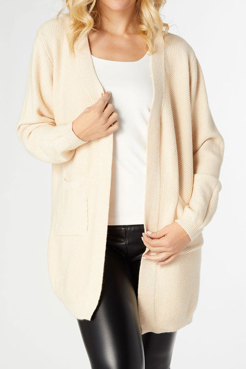 Relaxed Ciana Cardigan With Pocket Oatmeal Extra Small