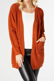 Relaxed Ciana Cardigan With Pocket Rust Small/Medium