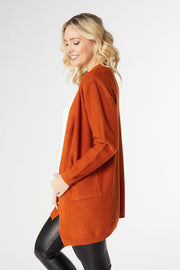 Relaxed Ciana Cardigan With Pocket Rust Small/Medium