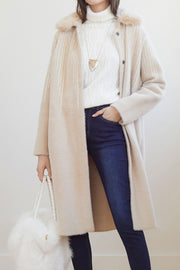 Sofia Brushed Coat With Removable Collar Beige/Cream Extra Small