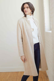 Sofia Brushed Coat With Removable Collar Beige/Cream Extra Small