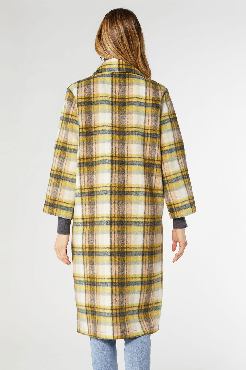 Graylynn Plaid Double Breasted Coat Dusty Citron Extra Small