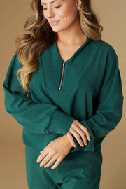 Smooth Zipper Pullover Evergreen Large/Extra Large