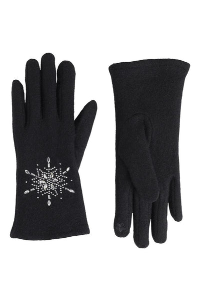 Christmas Snowflake Touchscreen Gloves Black