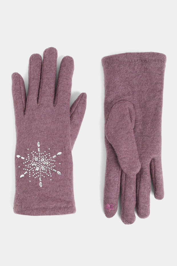 Christmas Snowflake Touchscreen Gloves Plum