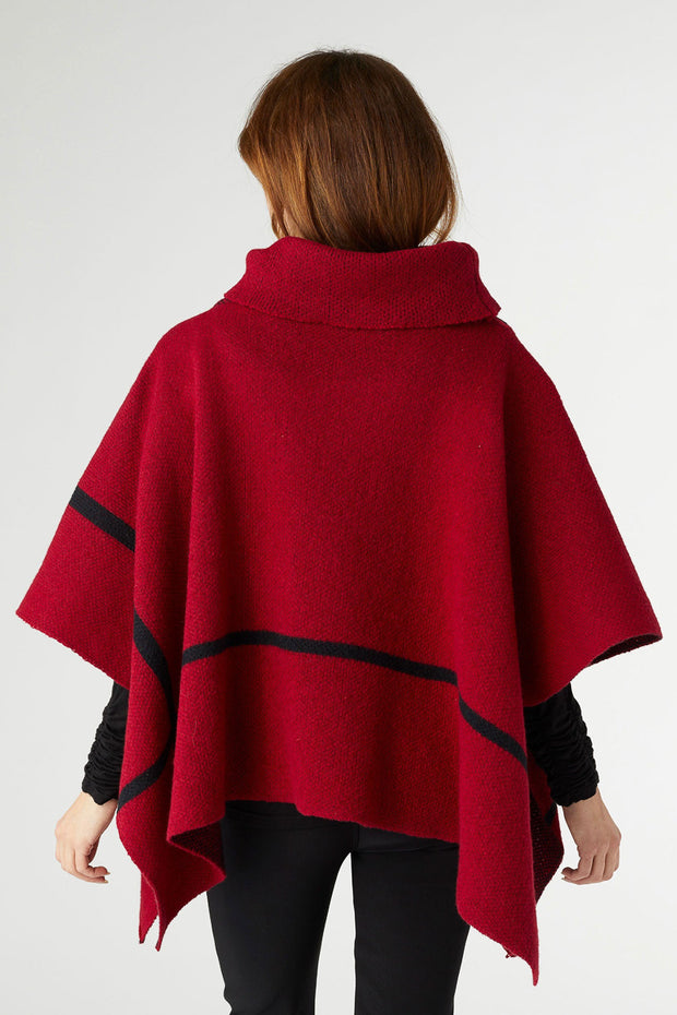 Sheldon Cowl Neck Poncho Red