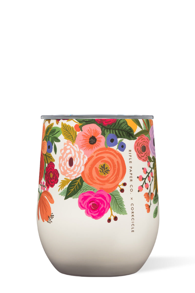 Corkcicle Stemless 12oz Rifle Paper Garden Party Cream