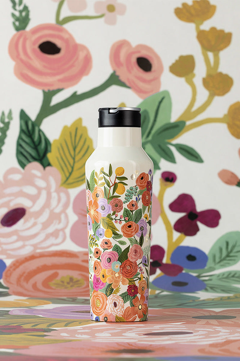 Corkcicle Sport Canteen 20oz Rifle Paper Garden Party Cream