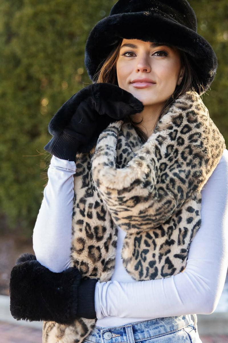 Fabulous Furs Faux Fur Le Mink Convertible Mittens Black