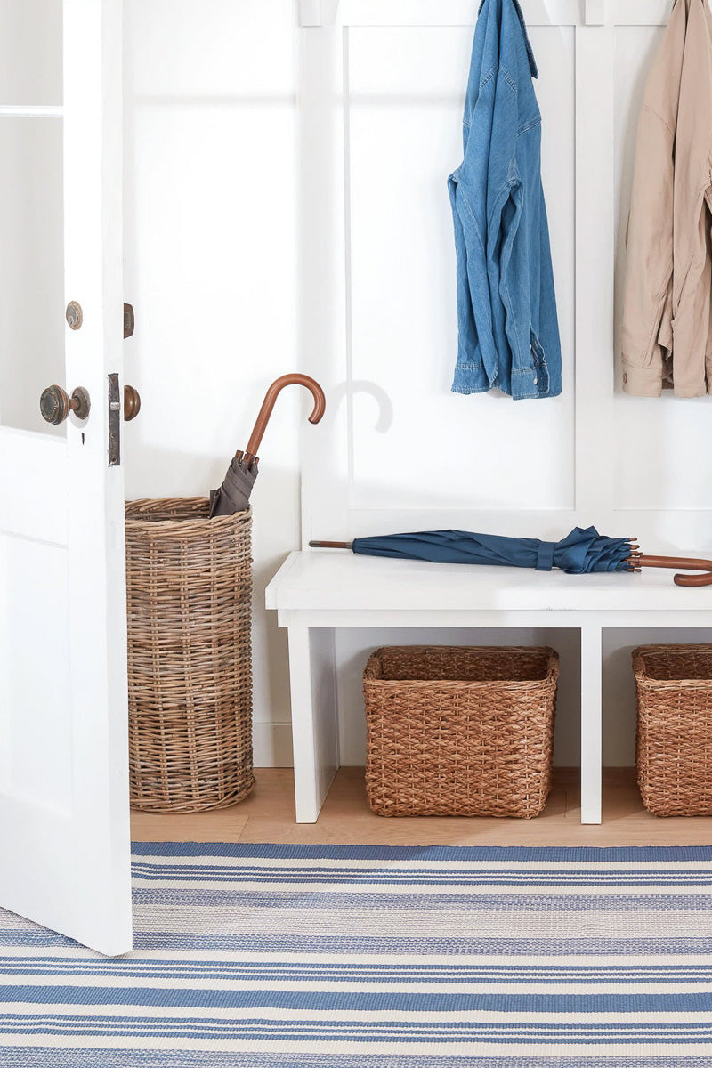 Dash & Albert Quincy Stripe Handwoven Indoor/Outdoor Rug 3'x5' Denim