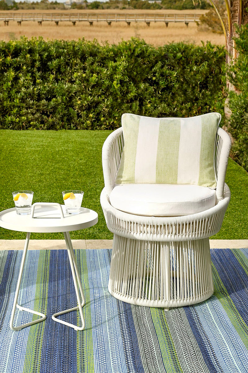 Dash & Albert Fiesta Stripe Handwoven Indoor/Outdoor Rug 3'x5' French Blue/Green