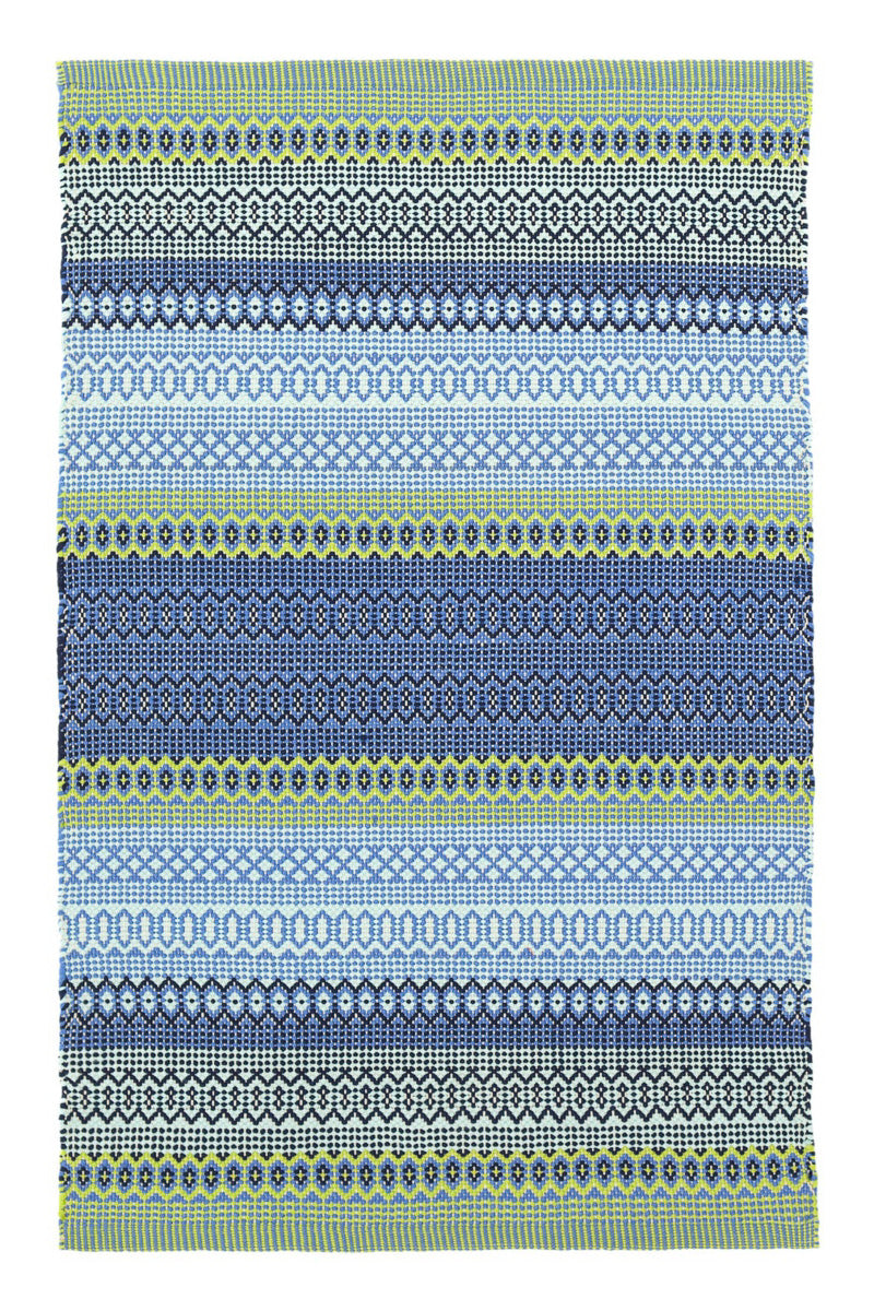 Dash & Albert Fiesta Stripe Handwoven Indoor/Outdoor Rug 3'x5' French Blue/Green