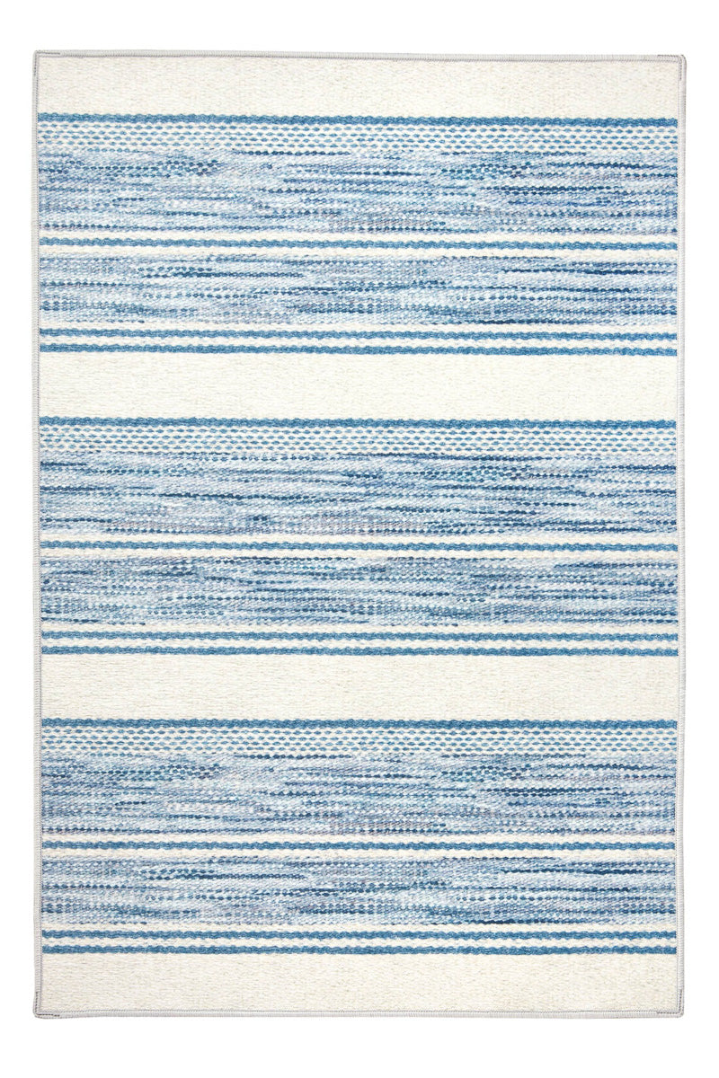 Dash & Albert Ellington Stripe Blue Machine Washable Rug 2x3