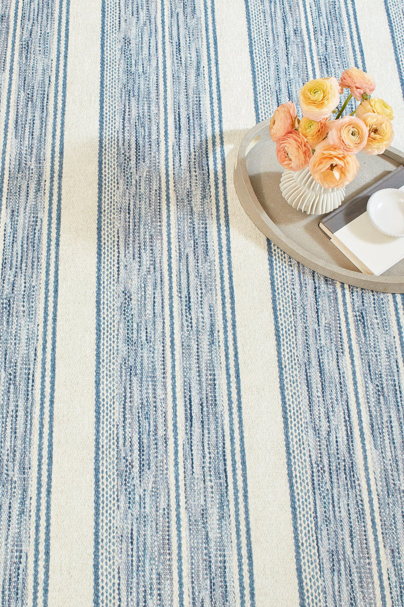 Dash & Albert Ellington Stripe Blue Machine Washable Rug 2x3