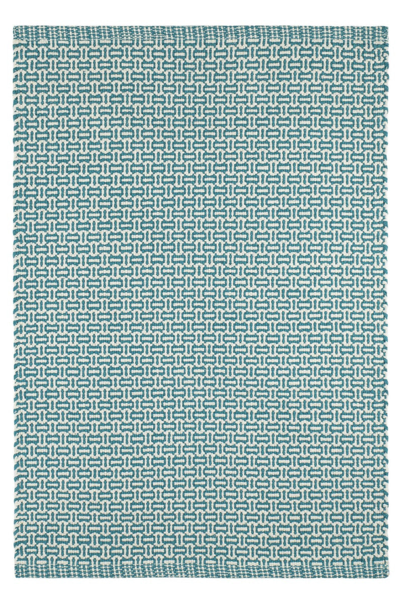 Dash & Albert Miss Muffet Teal Handwoven Cotton Rug 3x5