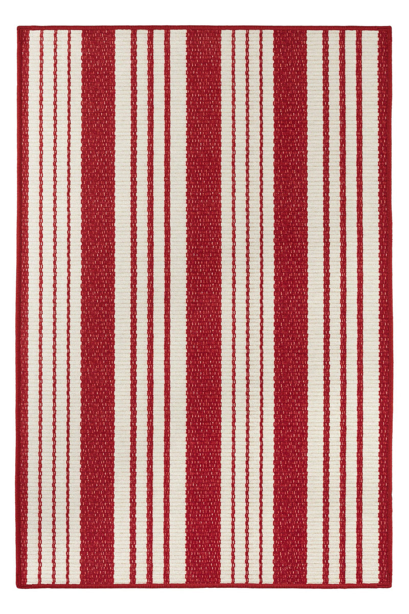 Dash & Albert Abby Ticking Red Machine Washable Rug 2'x3'