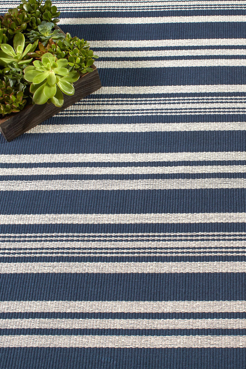 Dash & Albert Irving Stripe Handwoven Cotton Rug 2'x3' Navy