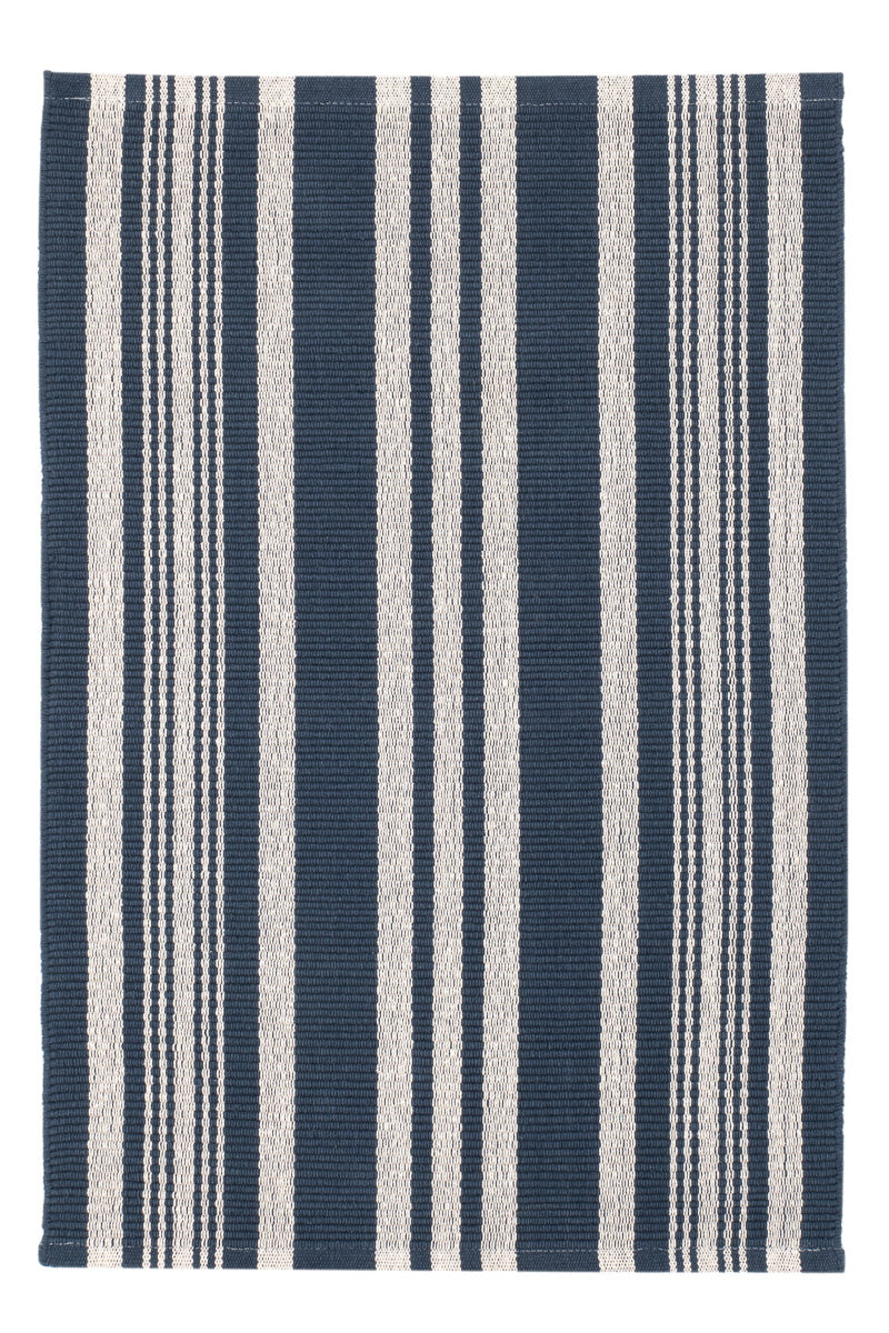 Dash & Albert Irving Stripe Handwoven Cotton Rug 2'x3' Navy