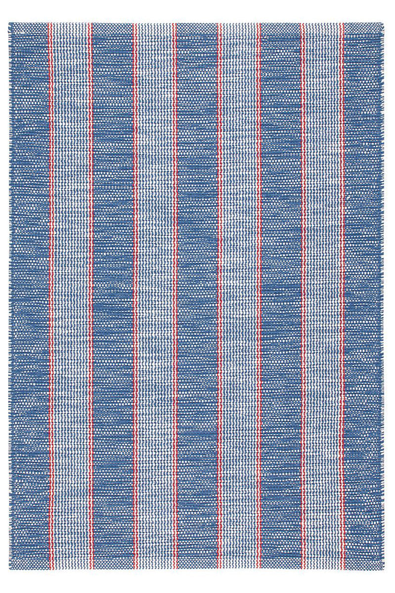 Dash & Albert Hillsgrove Stripe Handwoven Cotton Rug 3'x5' Denim