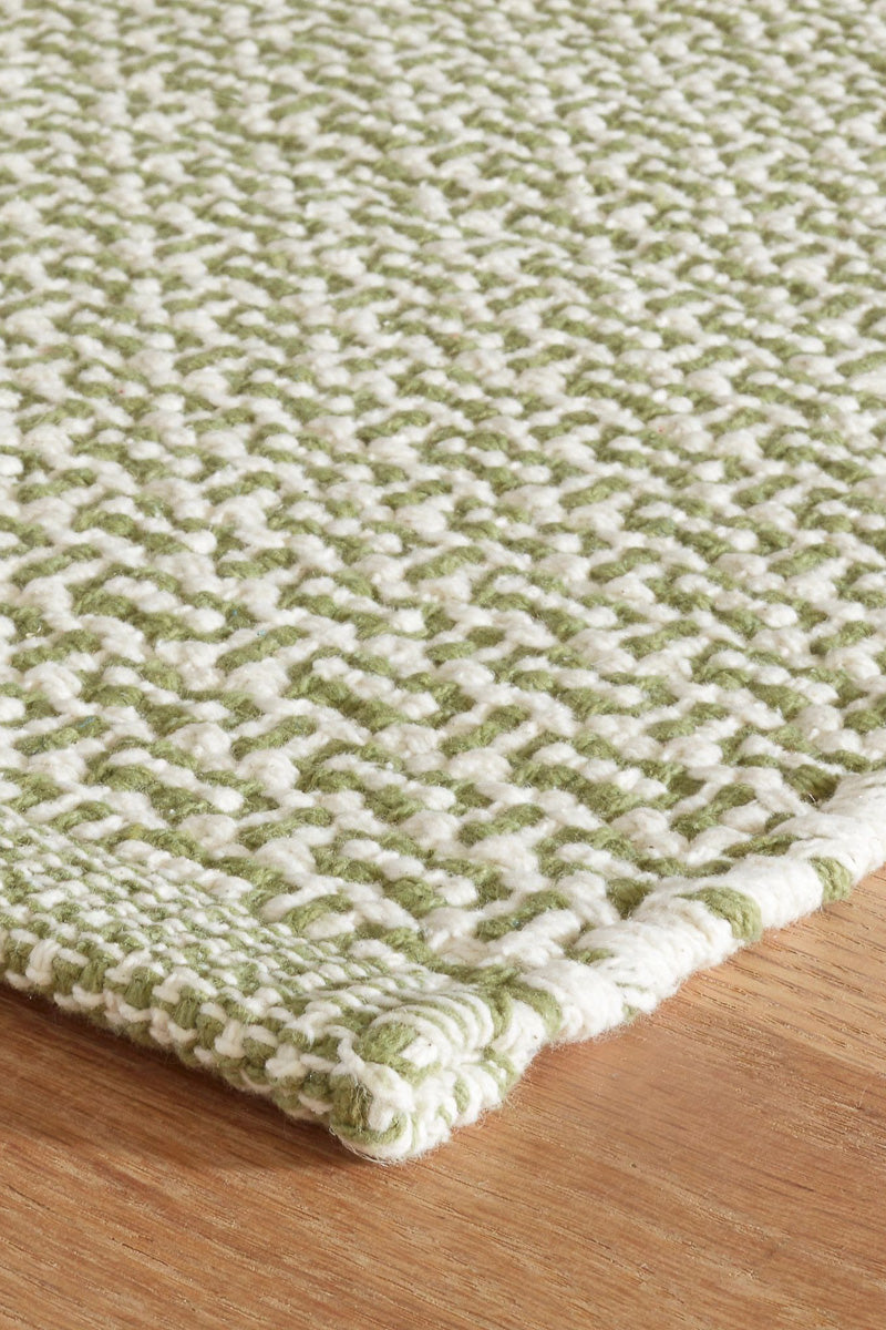 Dash & Albert Miss Muffet Olive Handwoven Cotton Rug 3x5