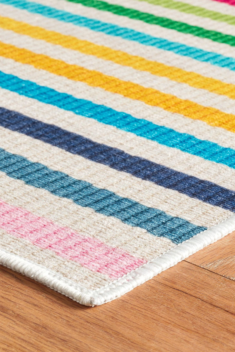 Dash & Albert Rainbow Stripe Machine Washable Rug 2'x3' Multi
