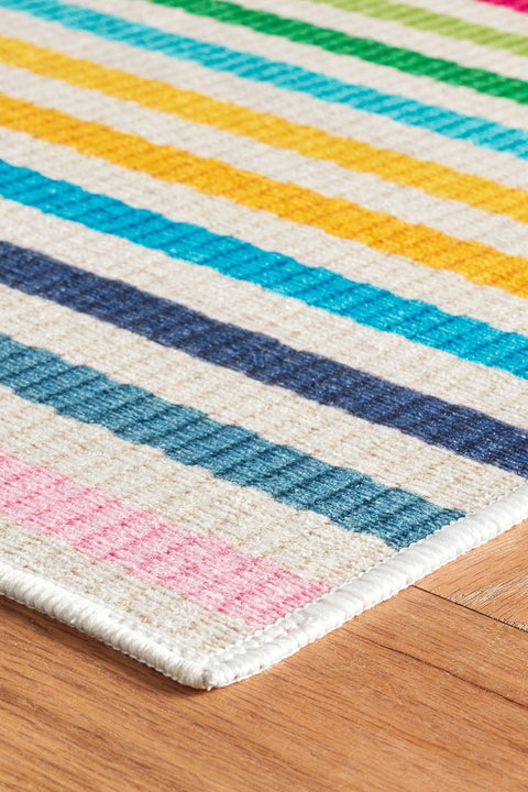 Dash & Albert Rainbow Stripe Multi Machine Washable Rug 2x3