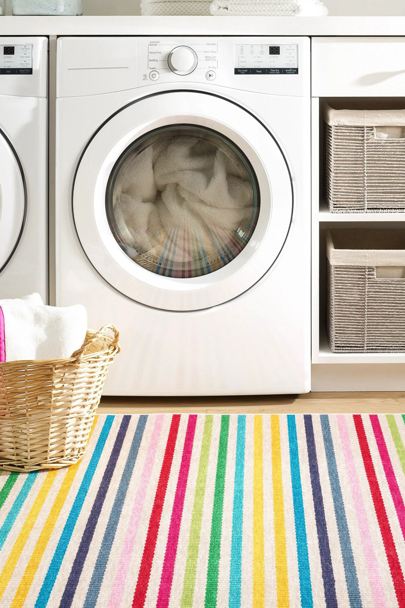 Dash & Albert Rainbow Stripe Machine Washable Rug 3'x5' Multi