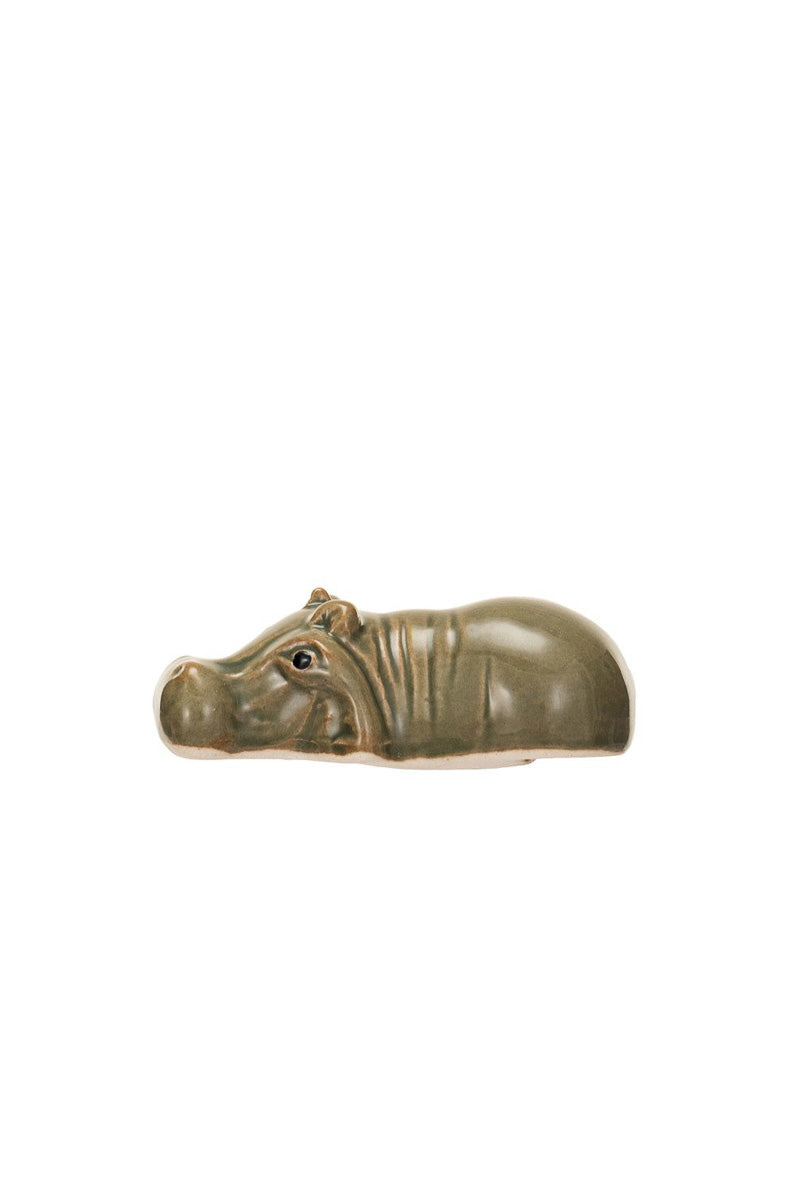 Creative Co-Op Stoneware Floating Baby Hippo 2.75" Grey