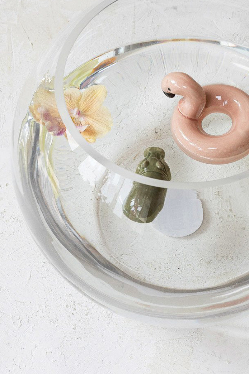 Creative Co-Op Stoneware Floating Baby Hippo 2.75" Grey